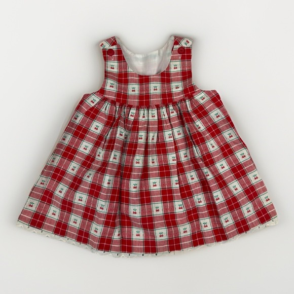 Good Lad Other - Vintage Red And White Plaid Cherry Cottagecore Good Lad Jumper Girls 24 Months